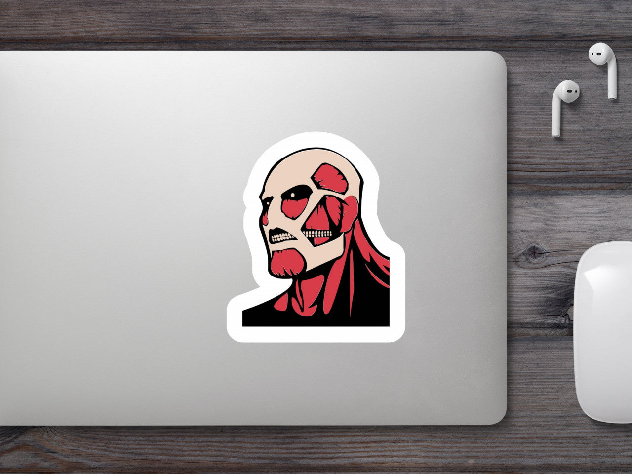 Set 4 bucati, Sticker decorativ, Attack on titan Colossal Titan doi, Rezistent la apa, NO8003, 10 cm, Multicolor