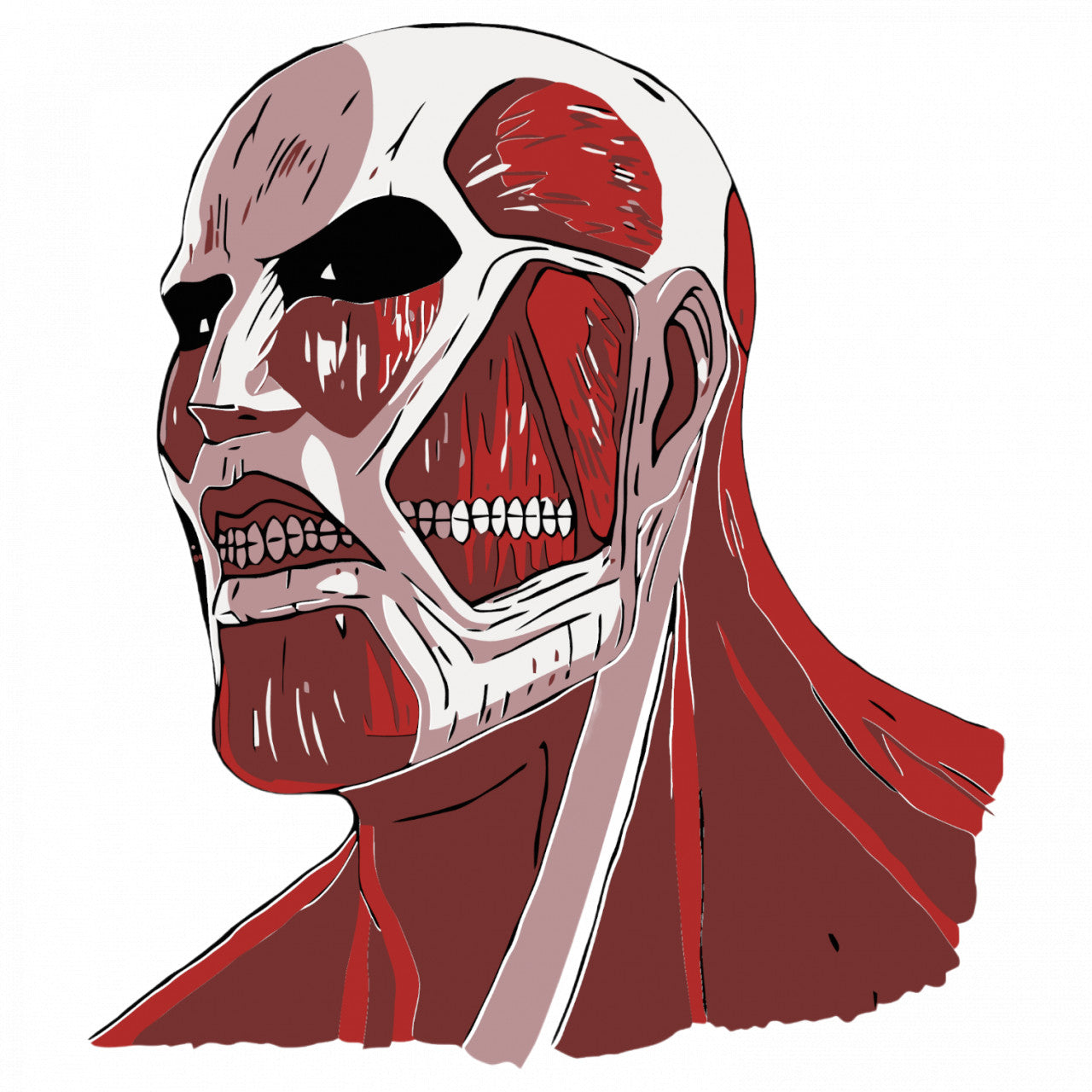 Set 4 bucati, Sticker decorativ, Attack on titan Colossal Titan masca cu muschi, Rezistent la apa, NO8004, 10 cm, Multicolor