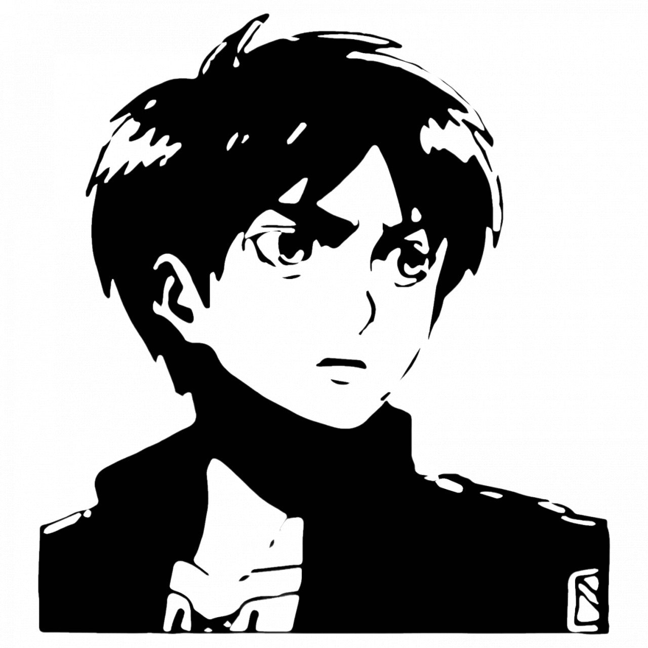 Set 4 bucati, Sticker decorativ, Attack on titan Eren negativ, Rezistent la apa, NO8007, 10 cm, Multicolor