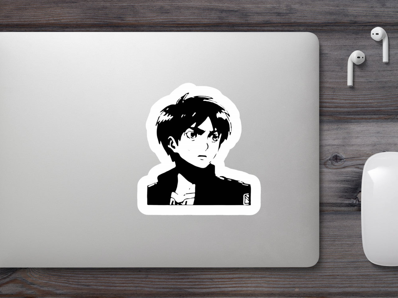 Set 4 bucati, Sticker decorativ, Attack on titan Eren negativ, Rezistent la apa, NO8007, 10 cm, Multicolor