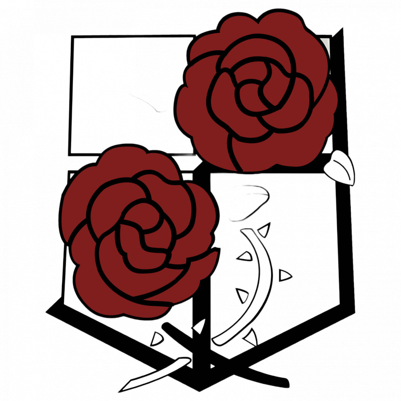 Set 4 bucati, Sticker decorativ, Attack on titan logo, Rezistent la apa, NO8018, 10 cm, Multicolor