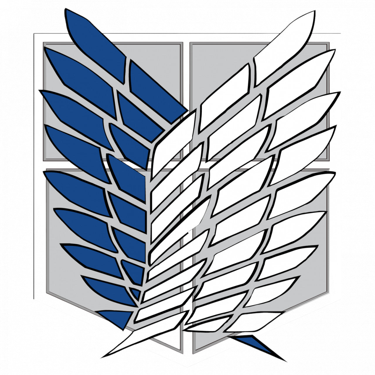 Set 4 bucati, Sticker decorativ, Attack on titan wings of freadom, Rezistent la apa, NO7999, 10 cm, Multicolor