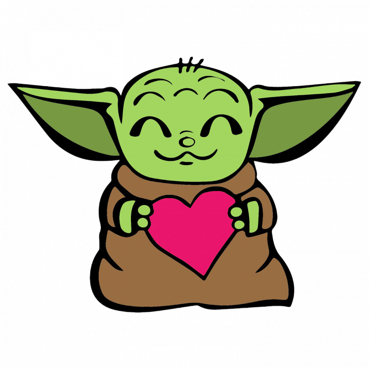Set 4 bucati, Sticker decorativ, Baby Yoda te iubeste, Rezistent la apa, NO8044, 10 cm, Multicolor