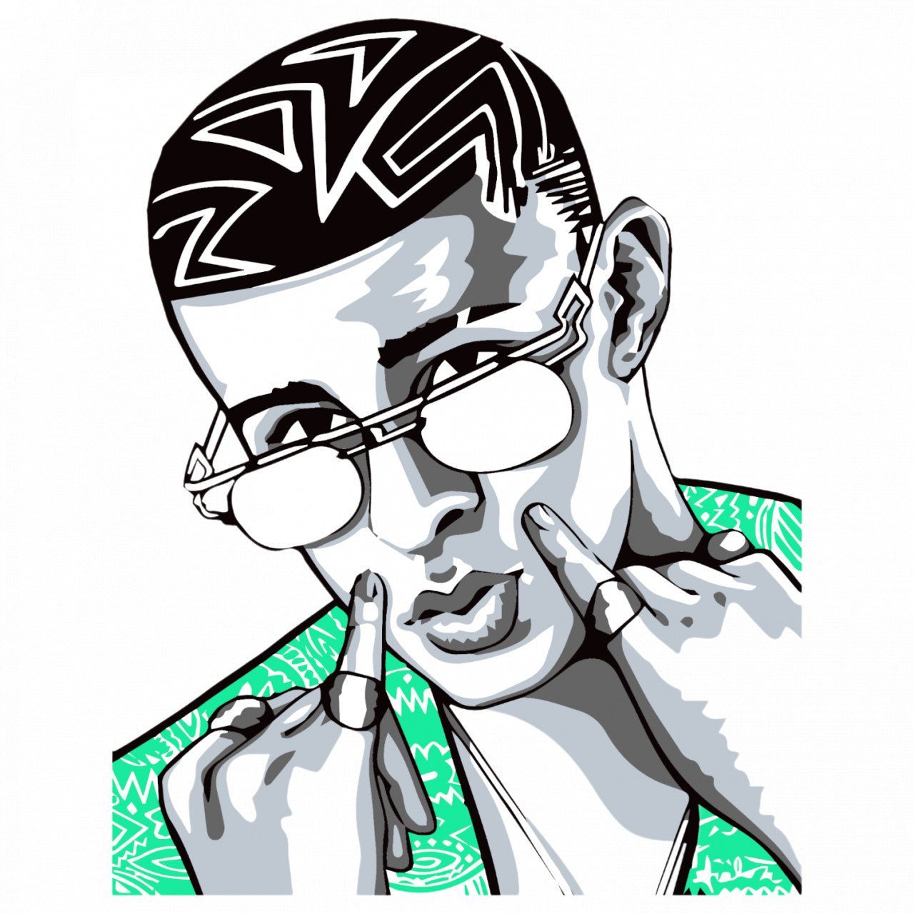 Set 4 bucati, Sticker decorativ, Bad Bunny, Rezistent la apa, NO8046, 10 cm, Multicolor