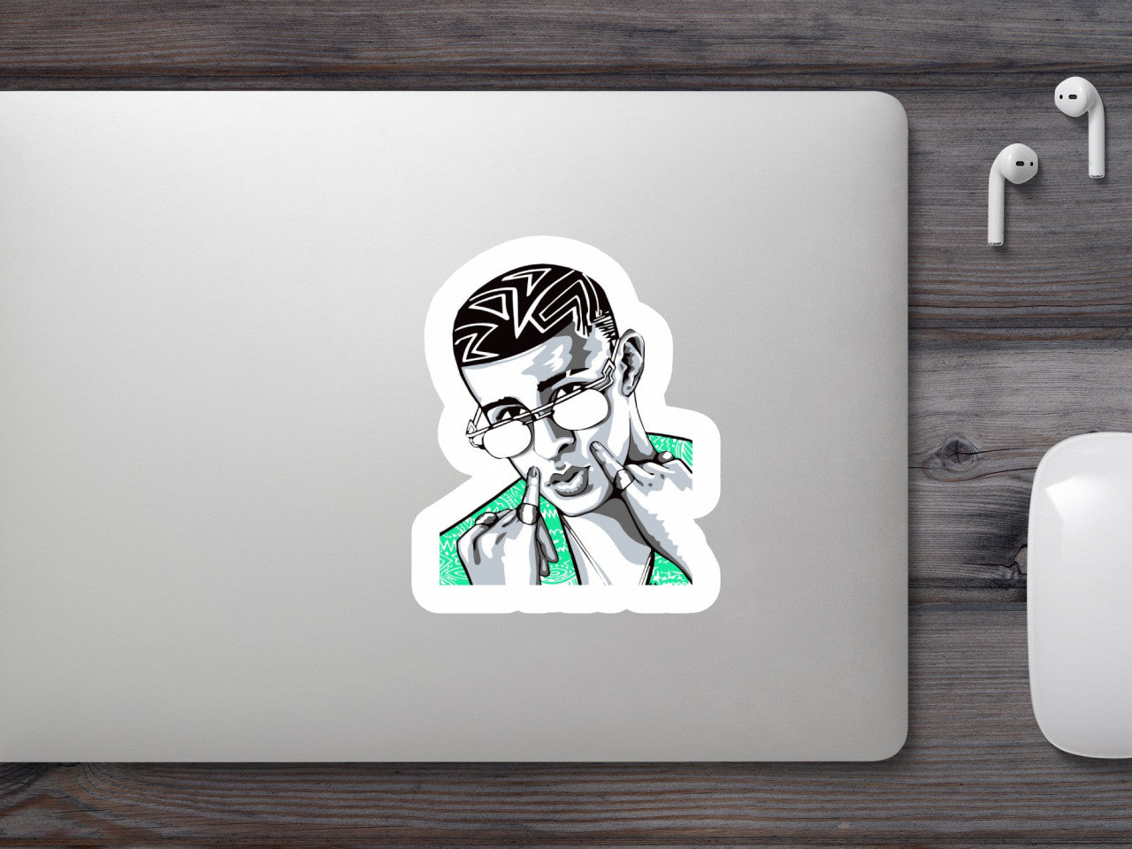 Set 4 bucati, Sticker decorativ, Bad Bunny, Rezistent la apa, NO8046, 10 cm, Multicolor