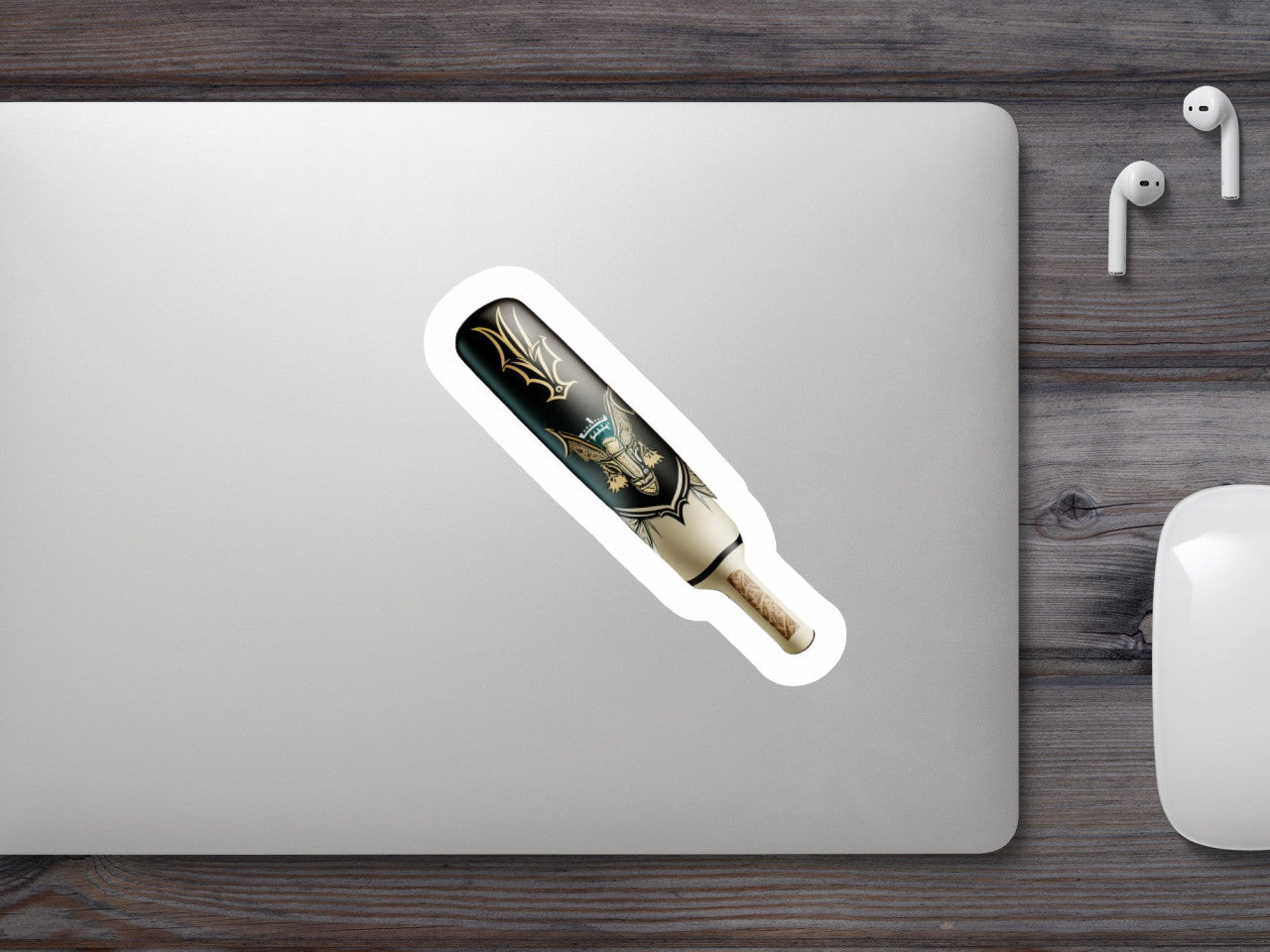 Set 4 bucati, Sticker decorativ, Bata de cricket, Rezistent la apa, NO8073, 10 cm, Multicolor