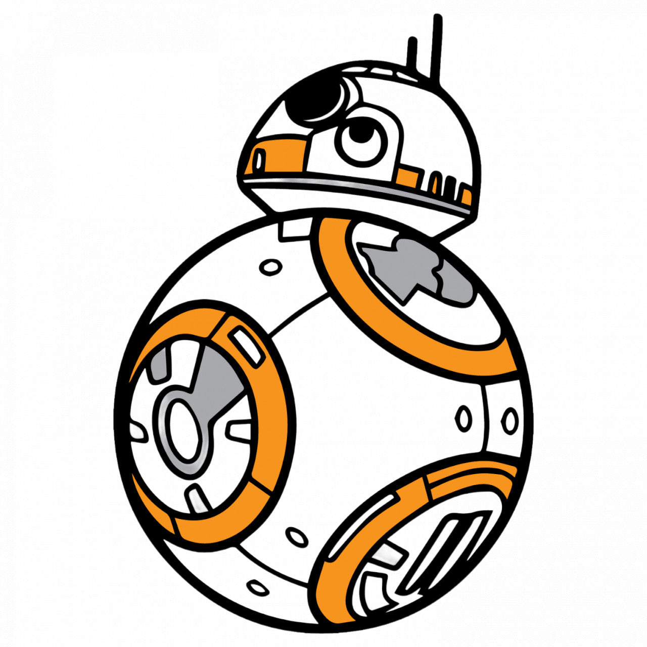 Set 4 bucati, Sticker decorativ, BB8 cu bila, Rezistent la apa, NO8080, 10 cm, Multicolor