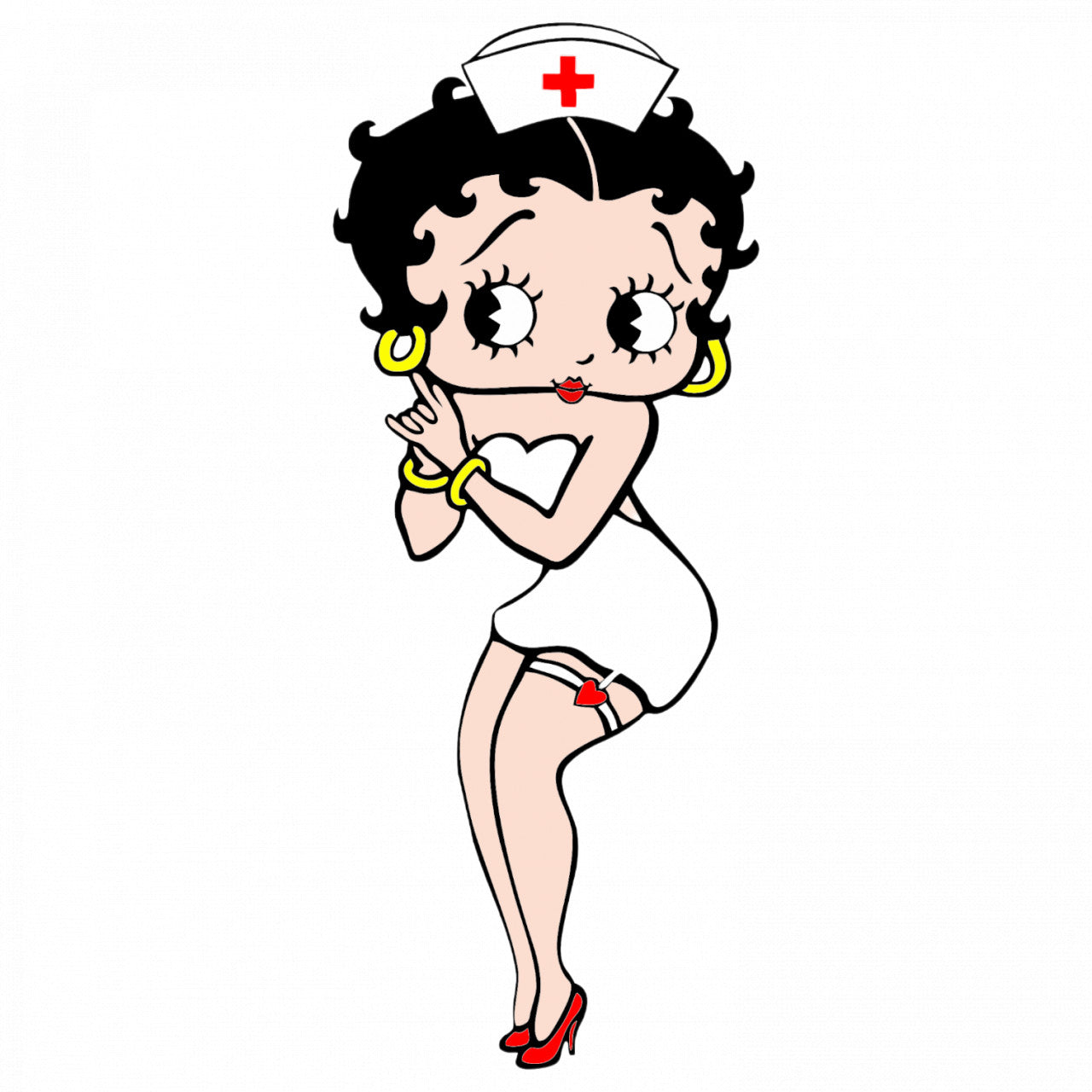 Set 4 bucati, Sticker decorativ, Betty Boop asistenta, Rezistent la apa, NO8519, 10 cm, Multicolor