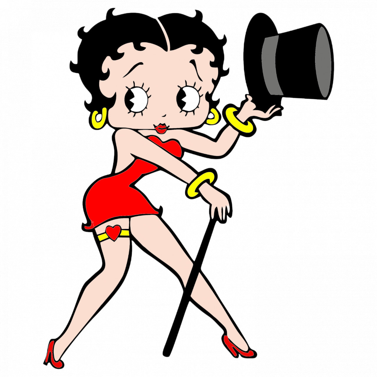 Set 4 bucati, Sticker decorativ, Betty Boop cu joben, Rezistent la apa, NO8522, 10 cm, Multicolor