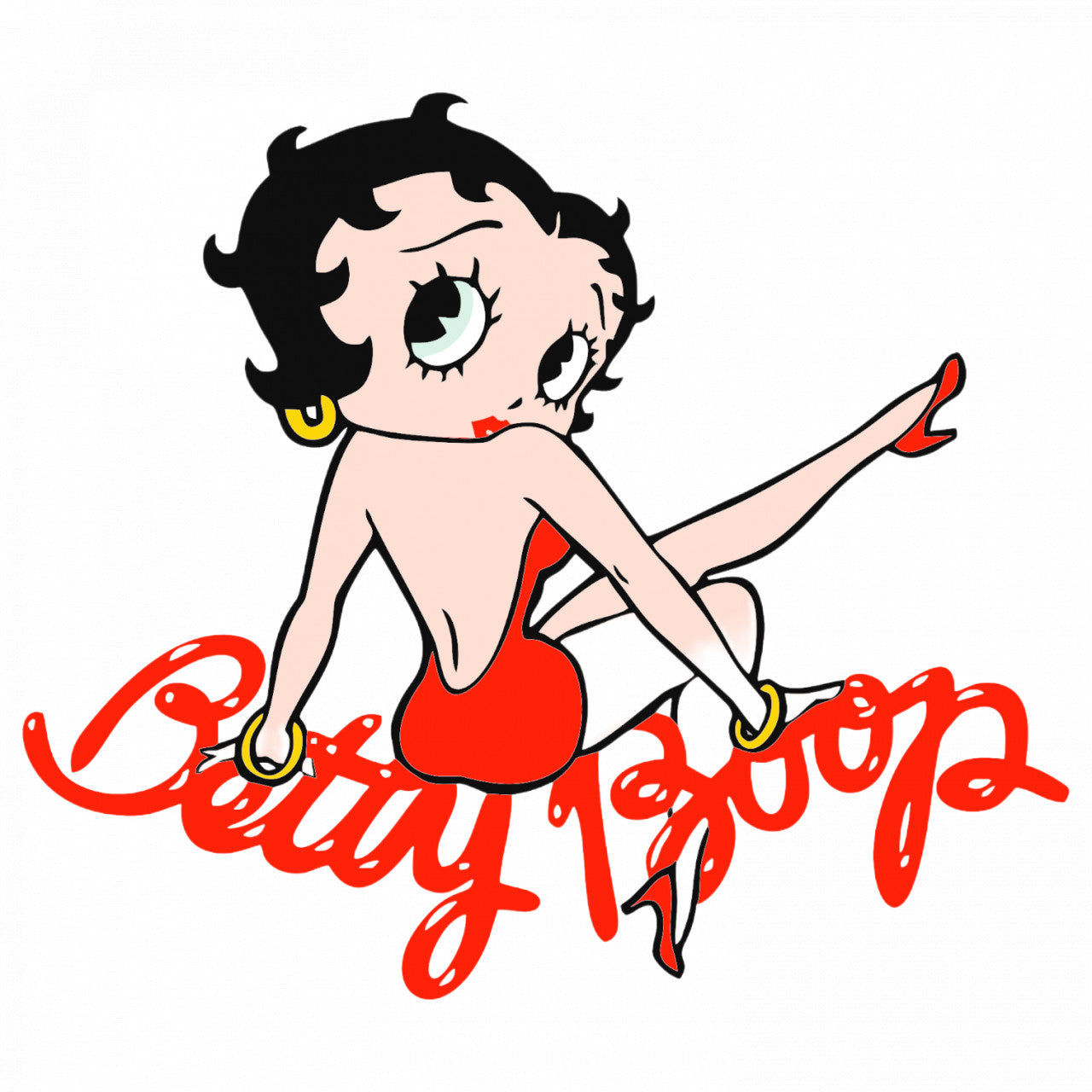 Set 4 bucati, Sticker decorativ, Betty Boop cu picioare lungi, Rezistent la apa, NO8523, 10 cm, Multicolor