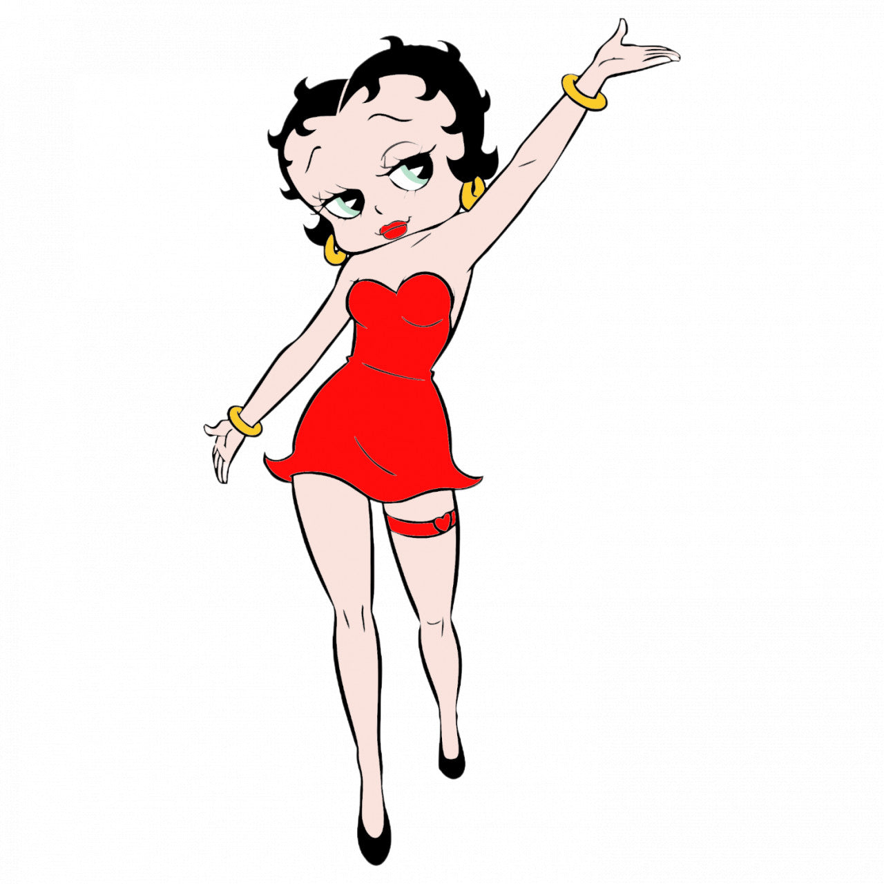 Set 4 bucati, Sticker decorativ, Betty Boop cu pojartiera, Rezistent la apa, NO8525, 10 cm, Multicolor