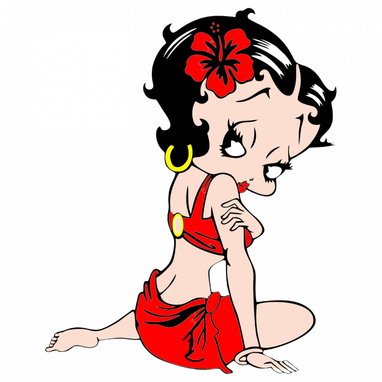 Set 4 bucati, Sticker decorativ, Betty Boop se uita peste umar, Rezistent la apa, NO8530, 10 cm, Multicolor