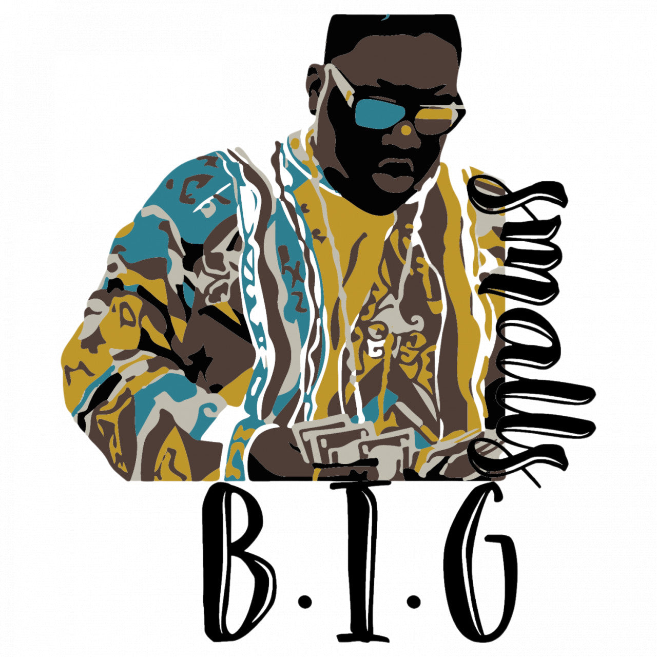 Set 4 bucati, Sticker decorativ, Biggie Smalls, Rezistent la apa, NO8538, 10 cm, Multicolor