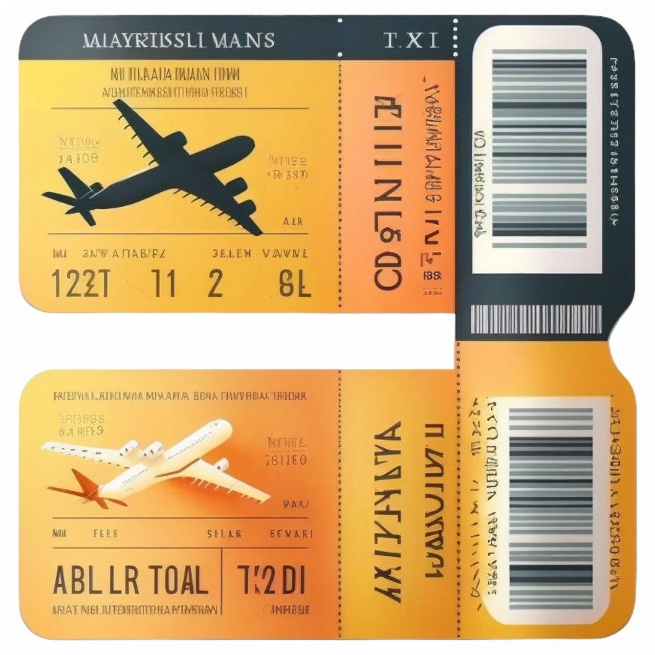 Set 4 bucati, Sticker decorativ, Bilete de avion, Rezistent la apa, NO8539, 10 cm, Multicolor