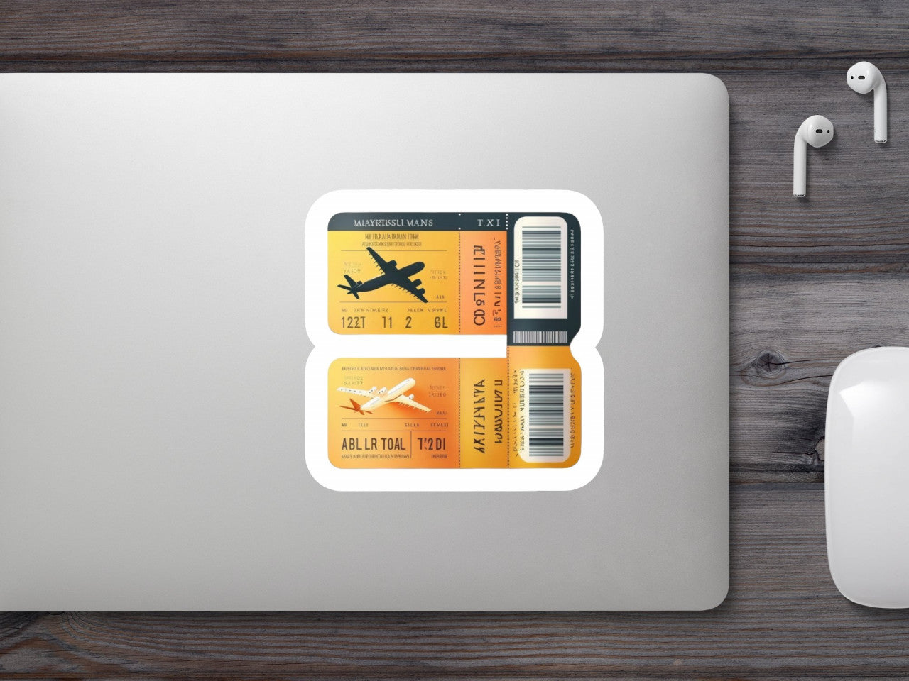 Set 4 bucati, Sticker decorativ, Bilete de avion, Rezistent la apa, NO8539, 10 cm, Multicolor