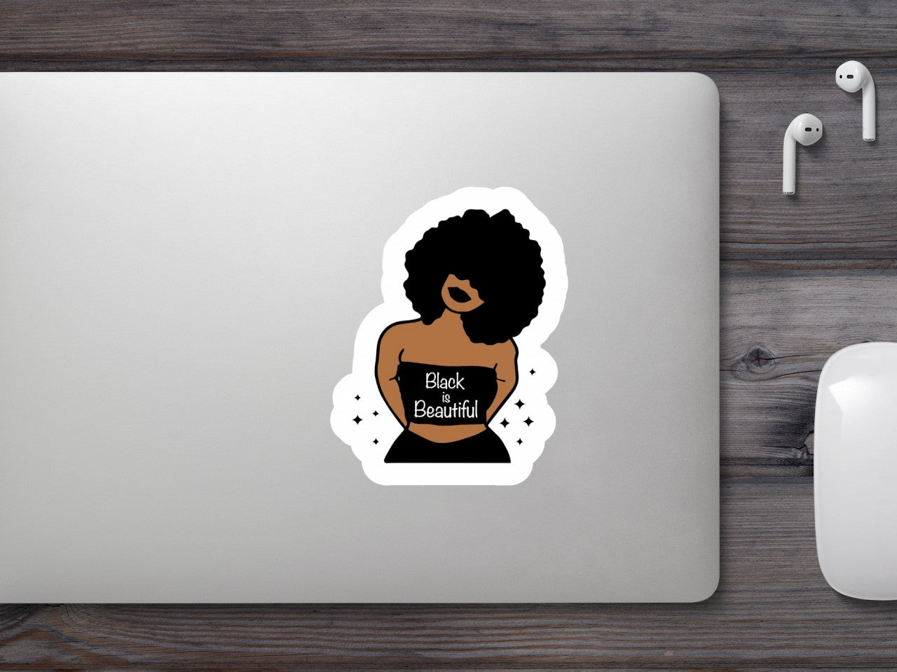 Set 4 bucati, Sticker decorativ, Black is beautiful, Rezistent la apa, NO8555, 10 cm, Multicolor