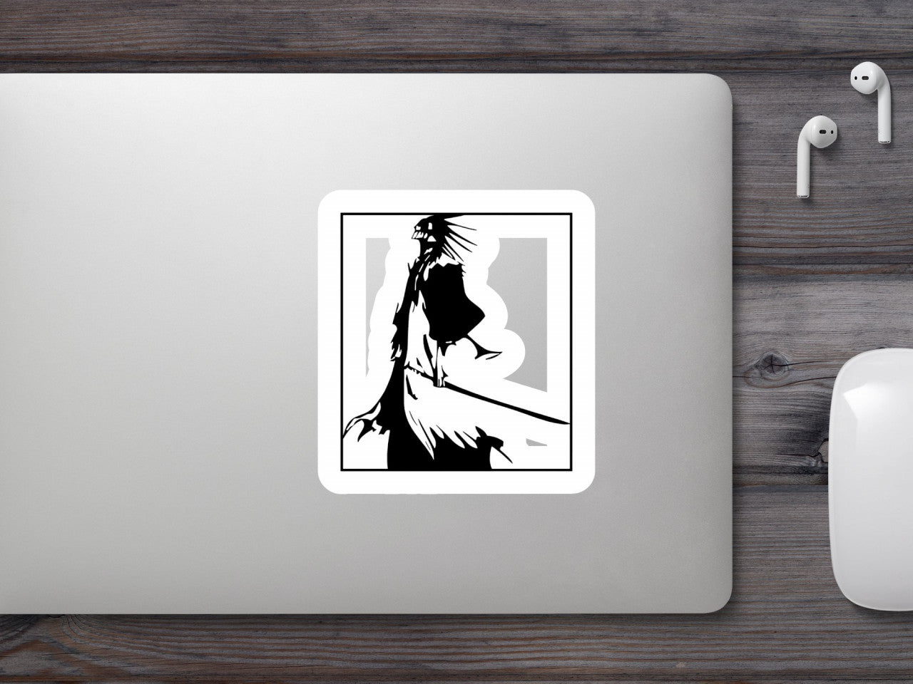 Set 4 bucati, Sticker decorativ, Bleach Anime Kenpachi Zaraki la lupta, Rezistent la apa, NO8567, 10 cm, Multicolor