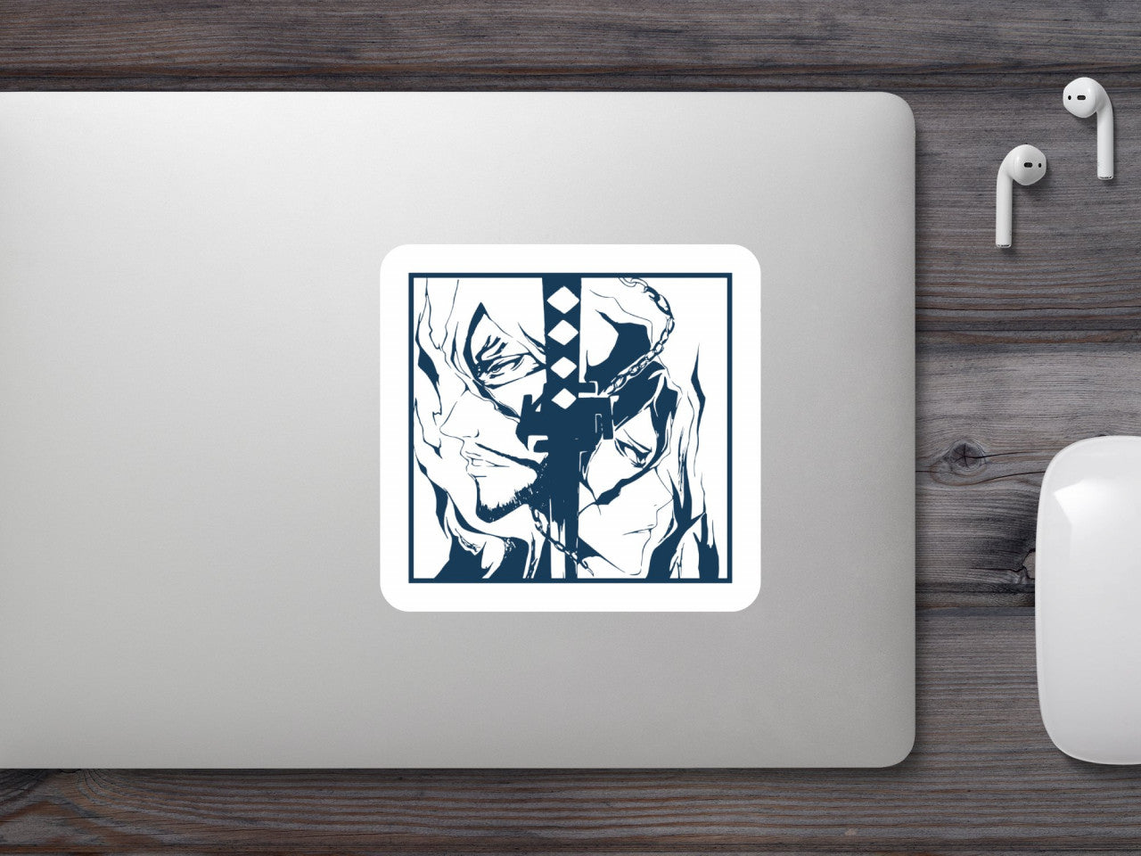 Set 4 bucati, Sticker decorativ, Bleach Anime Zangetsu si Yhwach cu Zanpakutou, Rezistent la apa, NO8563, 10 cm, Multicolor