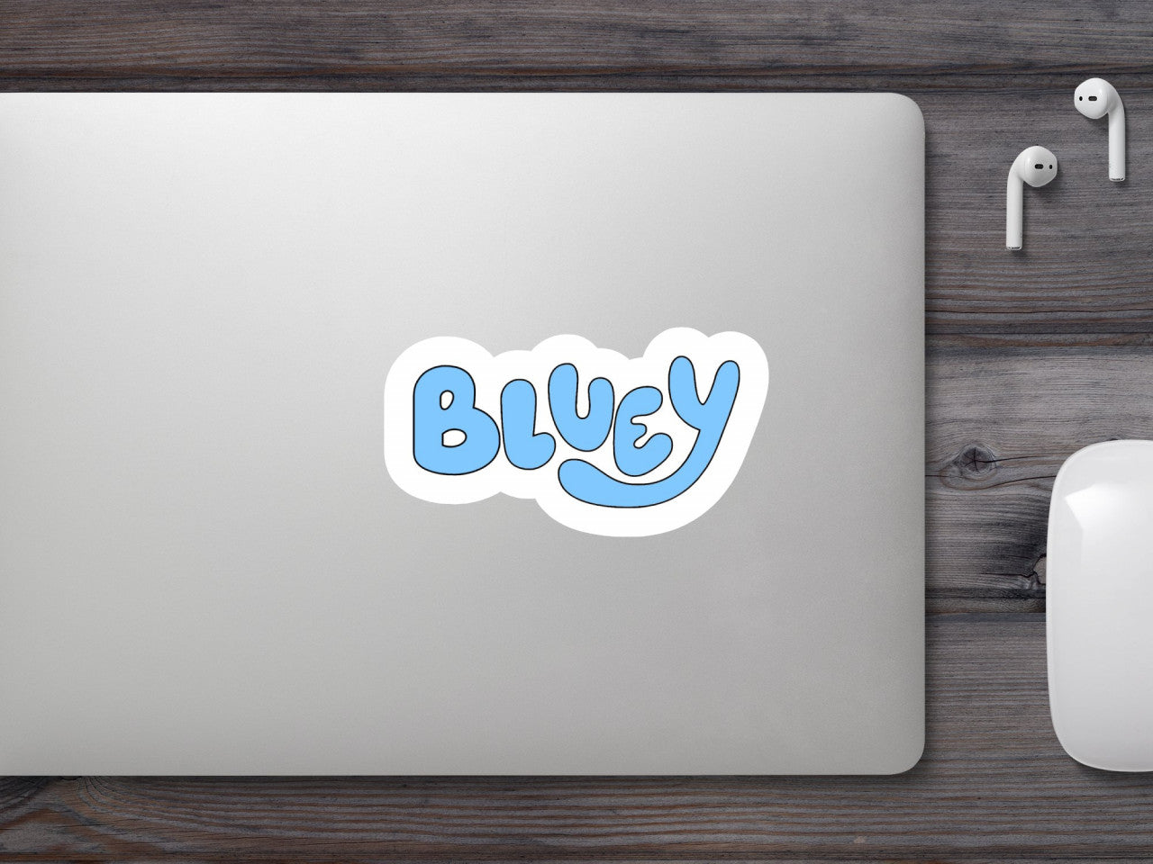 Set 4 bucati, Sticker decorativ, Bluey Logo, Rezistent la apa, NO8596, 10 cm, Multicolor