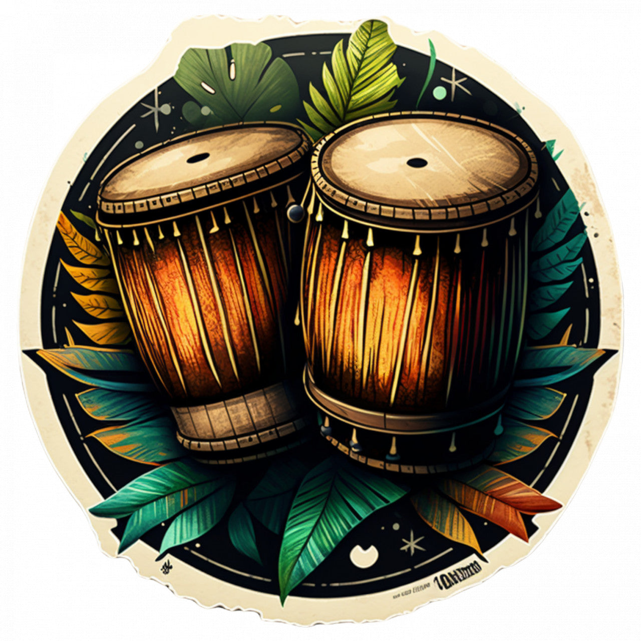 Set 4 bucati, Sticker decorativ, Bongo Drums, Rezistent la apa, NO8628, 10 cm, Multicolor