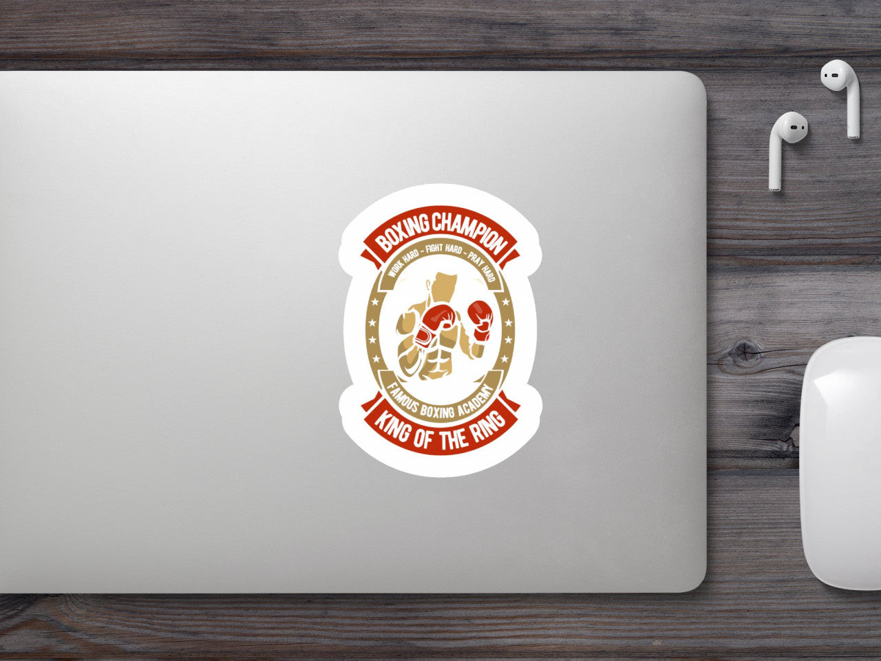Set 4 bucati, Sticker decorativ, Boxing Champion, Rezistent la apa, NO8638, 10 cm, Multicolor