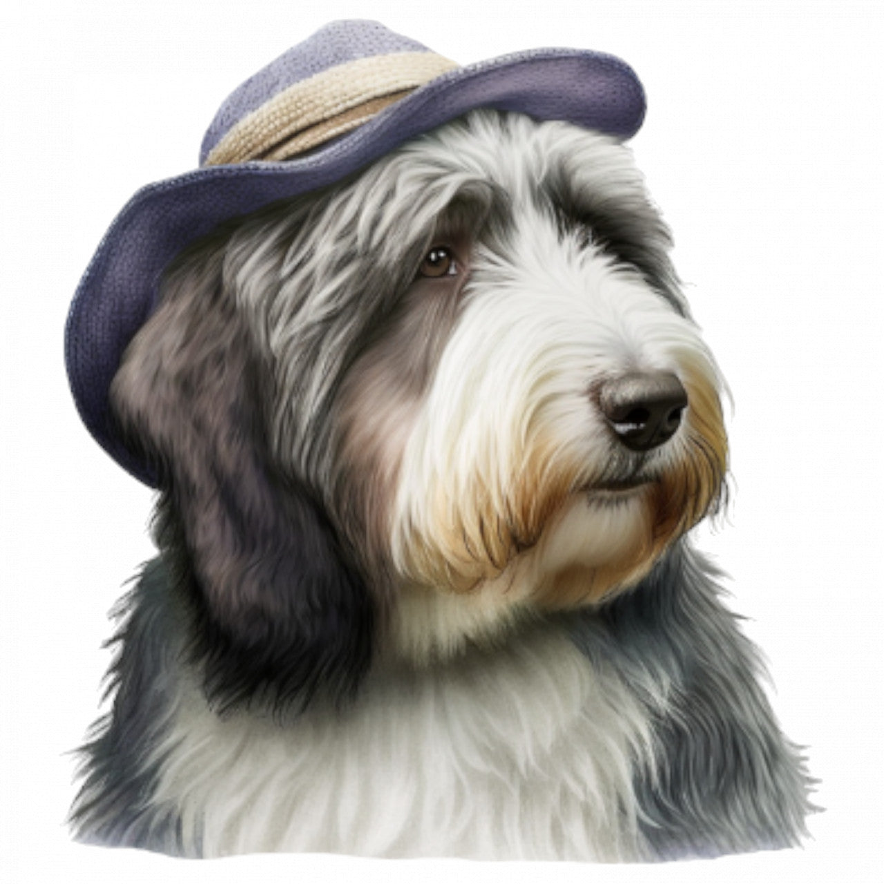 Set 4 bucati, Sticker decorativ, Caine rasa Bearded Collie, Rezistent la apa, NO8691, 10 cm, Multicolor