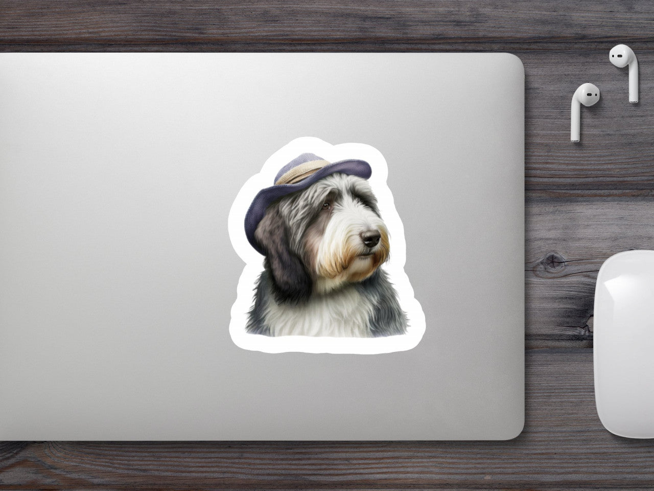 Set 4 bucati, Sticker decorativ, Caine rasa Bearded Collie, Rezistent la apa, NO8691, 10 cm, Multicolor