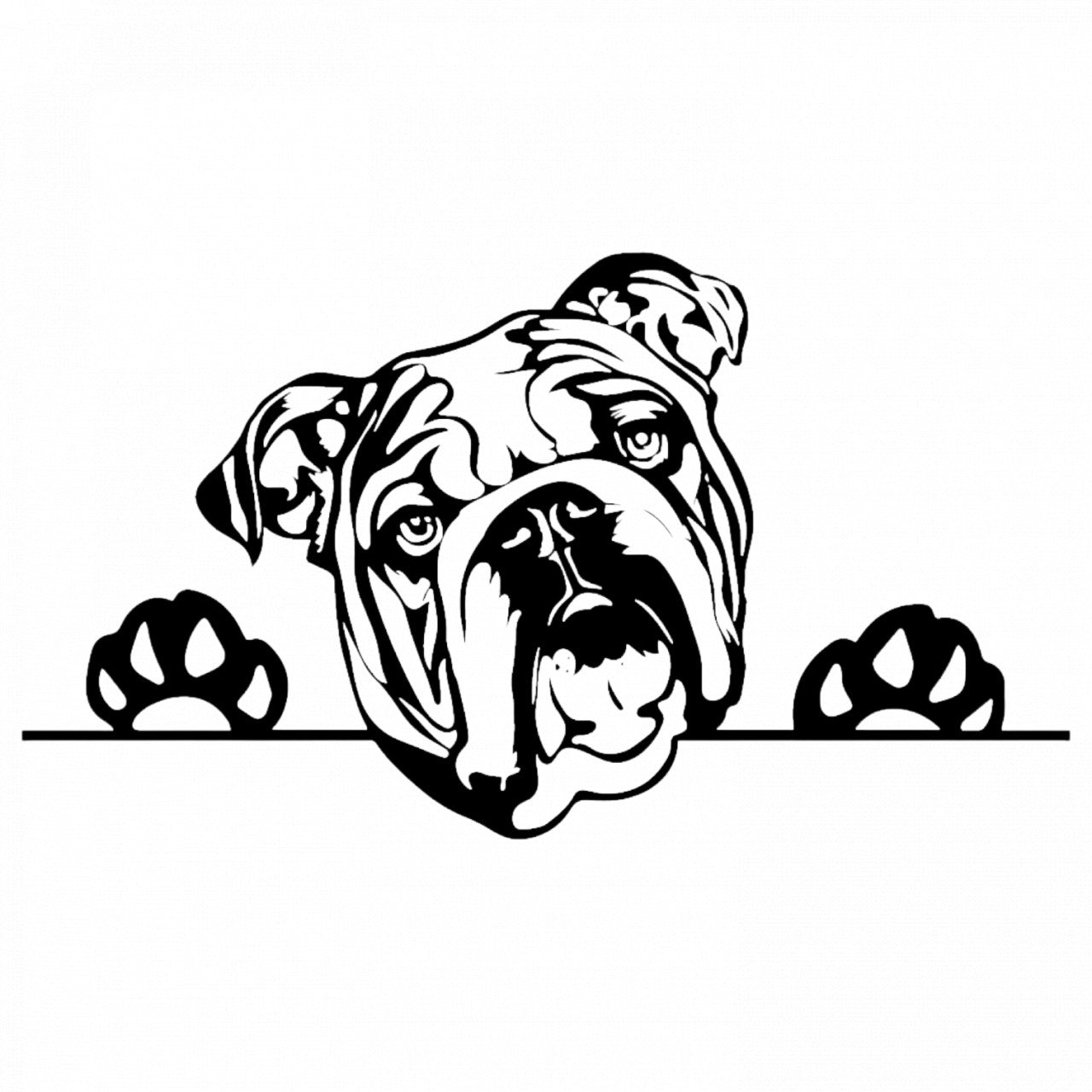 Set 4 bucati, Sticker decorativ, Caine rasa Bulldog induiosat, Rezistent la apa, NO8695, 10 cm, Multicolor