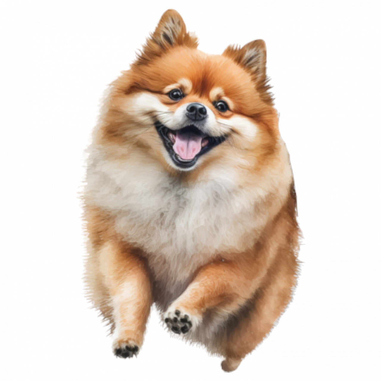 Set 4 bucati, Sticker decorativ, caine rasa Pomeranian, Rezistent la apa, NO8703, 10 cm, Multicolor