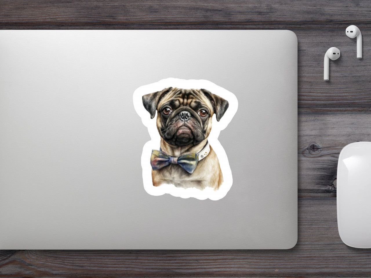 Set 4 bucati, Sticker decorativ, Caine rasa Pug, Rezistent la apa, NO8704, 10 cm, Multicolor