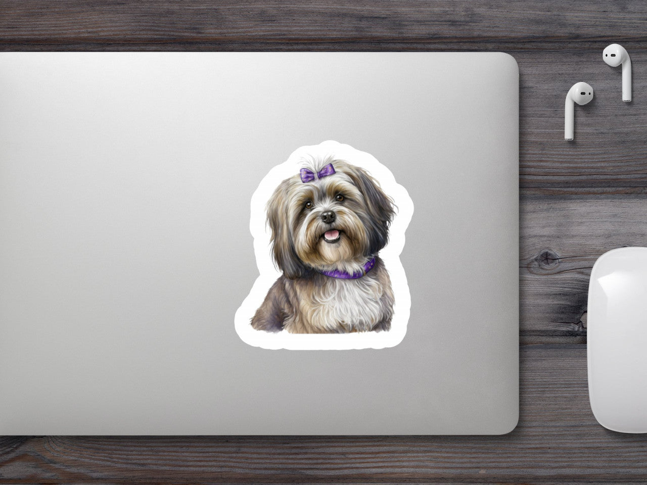 Set 4 bucati, Sticker decorativ, Caine rasa Shih Tzu, Rezistent la apa, NO8705, 10 cm, Multicolor