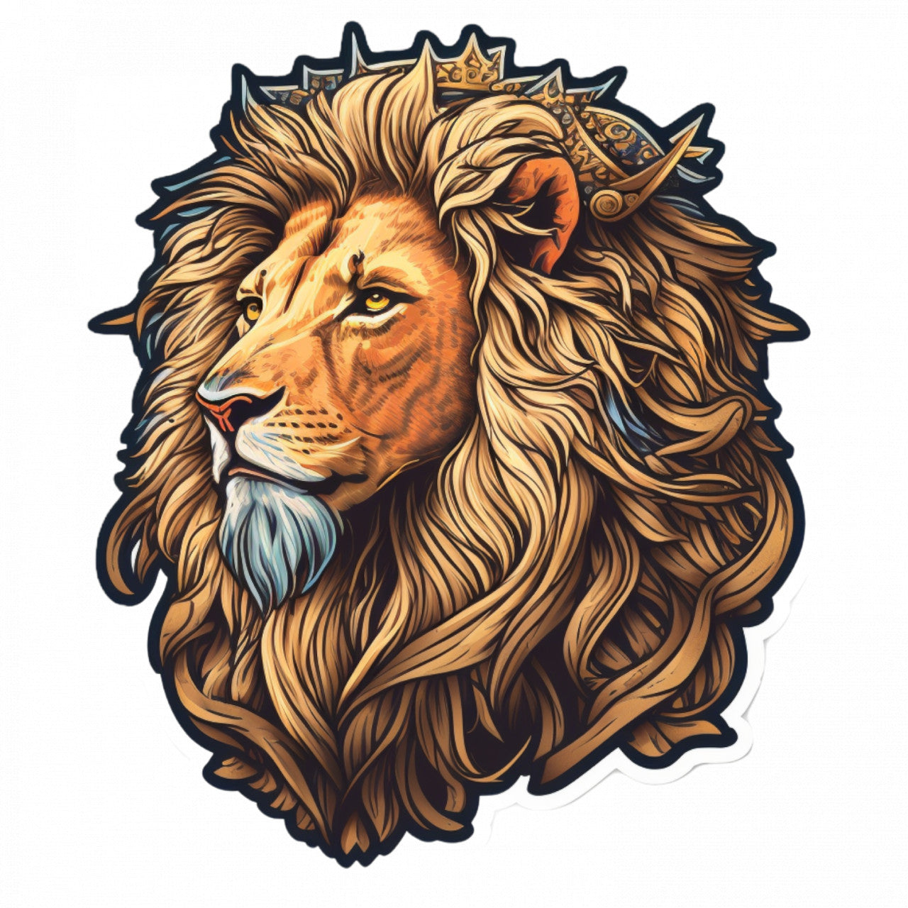 Set 4 bucati, Sticker decorativ, Cap de leu cu coama, Rezistent la apa, NO8723, 10 cm, Multicolor