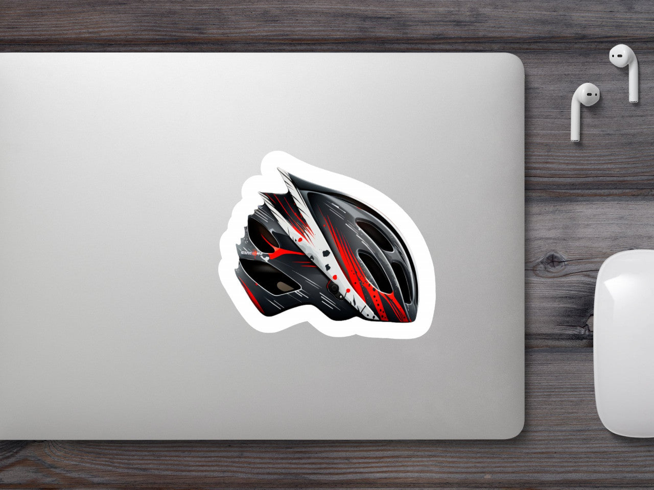 Set 4 bucati, Sticker decorativ, Casca de ciclism, Rezistent la apa, NO8742, 10 cm, Multicolor