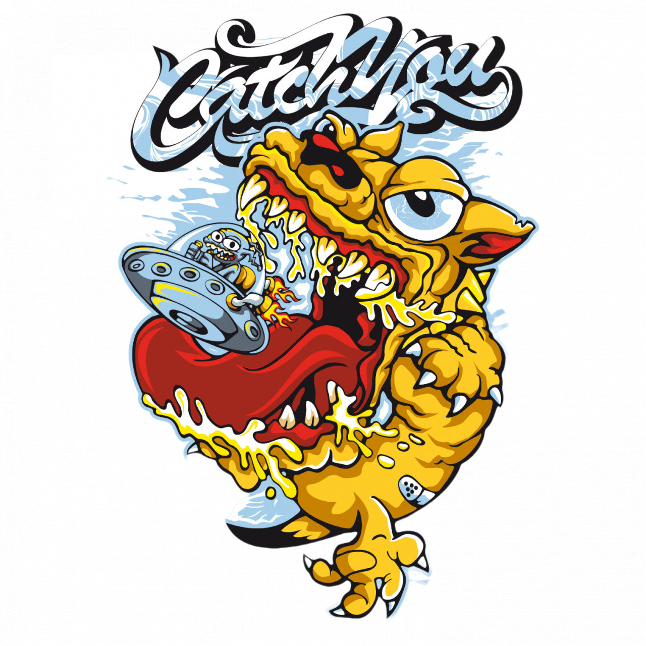 Set 4 bucati, Sticker decorativ, Catch you, Rezistent la apa, NO8762, 10 cm, Multicolor