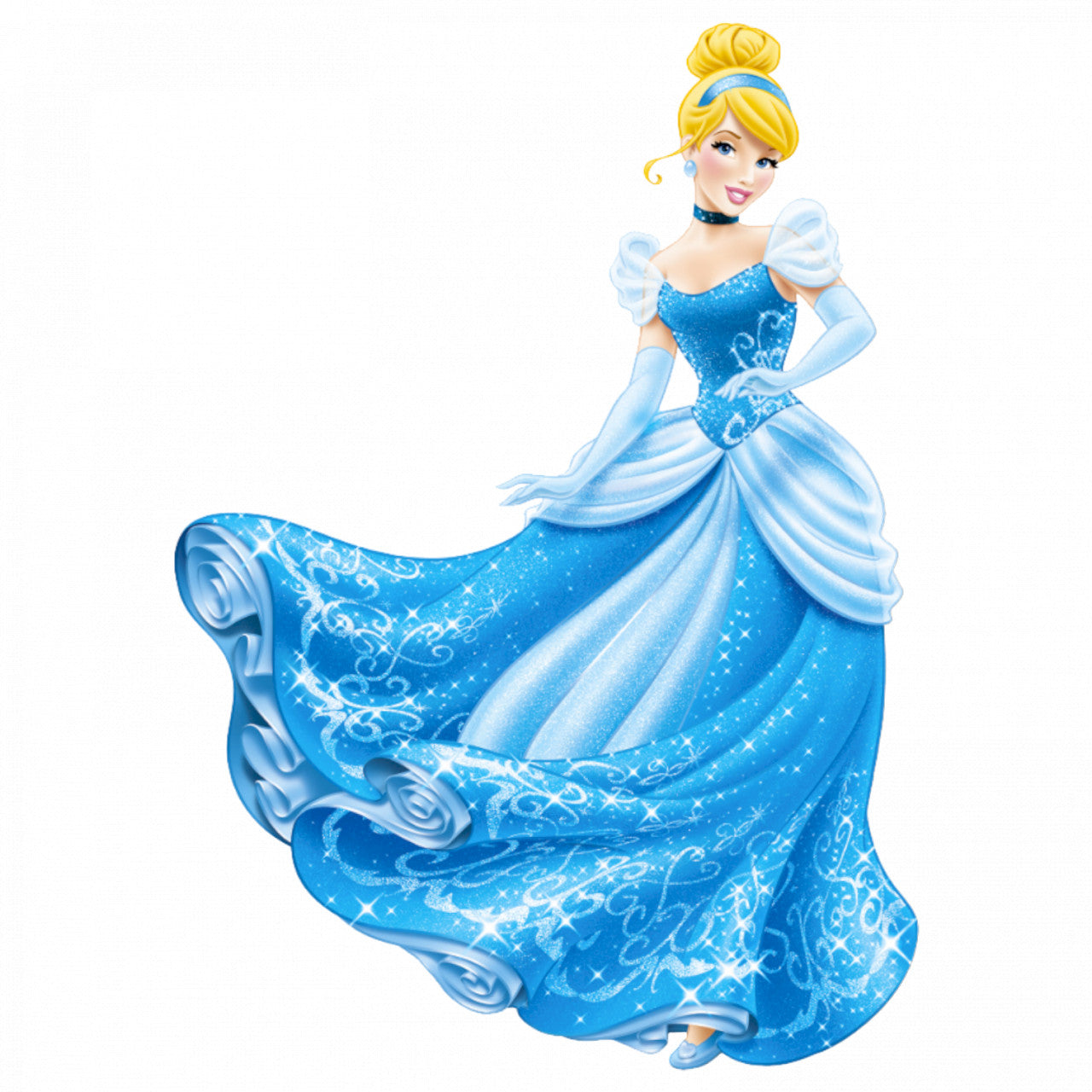 Set 4 bucati, Sticker decorativ, Cenusareasa si rochia cu stele, Rezistent la apa, NO8797, 10 cm, Multicolor