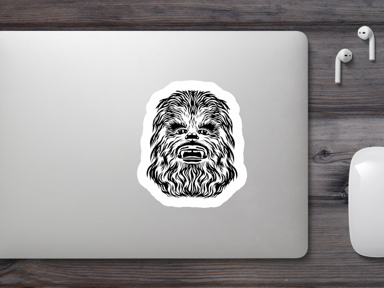 Set 4 bucati, Sticker decorativ, Chewbacca este suparat Star Wars, Rezistent la apa, NO8800, 10 cm, Multicolor