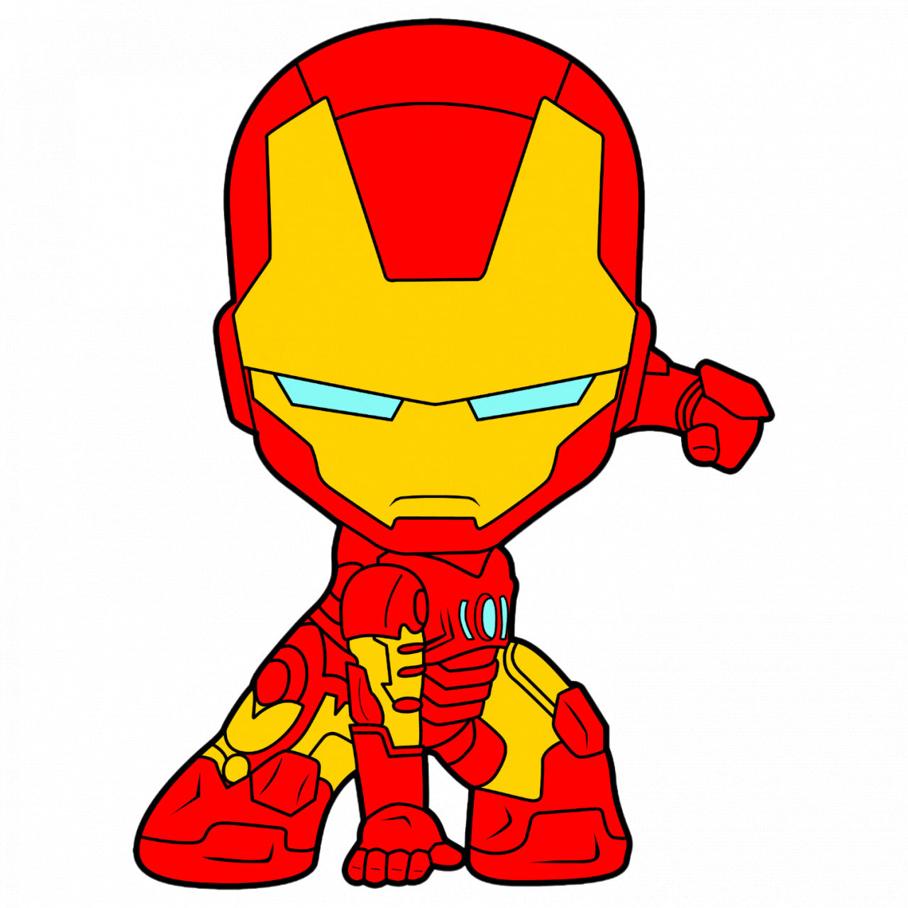 Set 4 bucati, Sticker decorativ, Chibi Iron Man Marvel, Rezistent la apa, NO8806, 10 cm, Multicolor