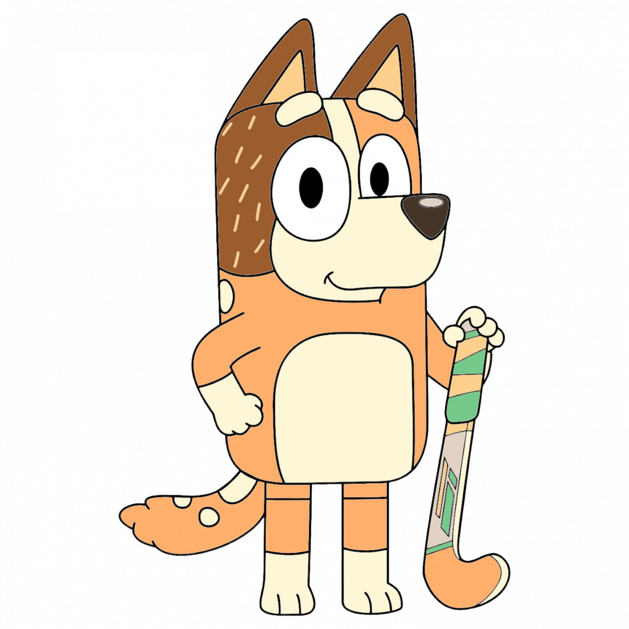 Set 4 bucati, Sticker decorativ, Chilli Heeler cu toiag Bluey, Rezistent la apa, NO8810, 10 cm, Multicolor