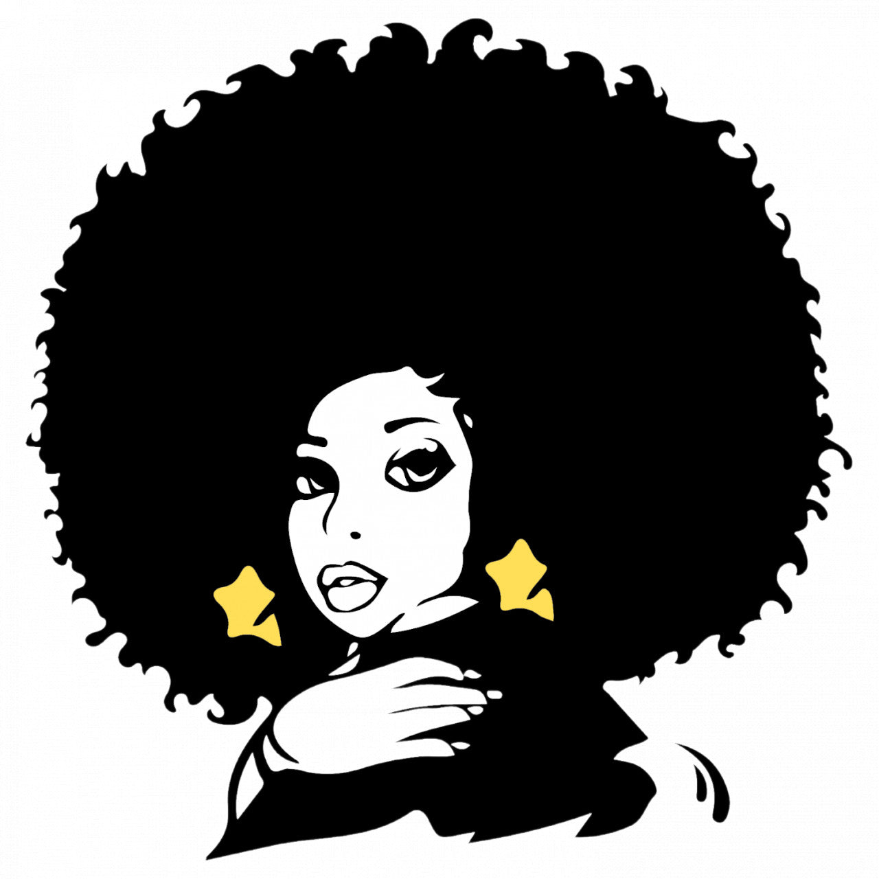 Set 4 bucati, Sticker decorativ, Coafura The Afro, Rezistent la apa, NO8843, 10 cm, Multicolor