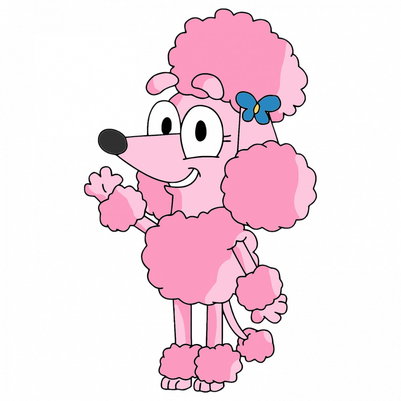 Set 4 bucati, Sticker decorativ, Coco Bluey cu fundita, Rezistent la apa, NO8847, 10 cm, Multicolor