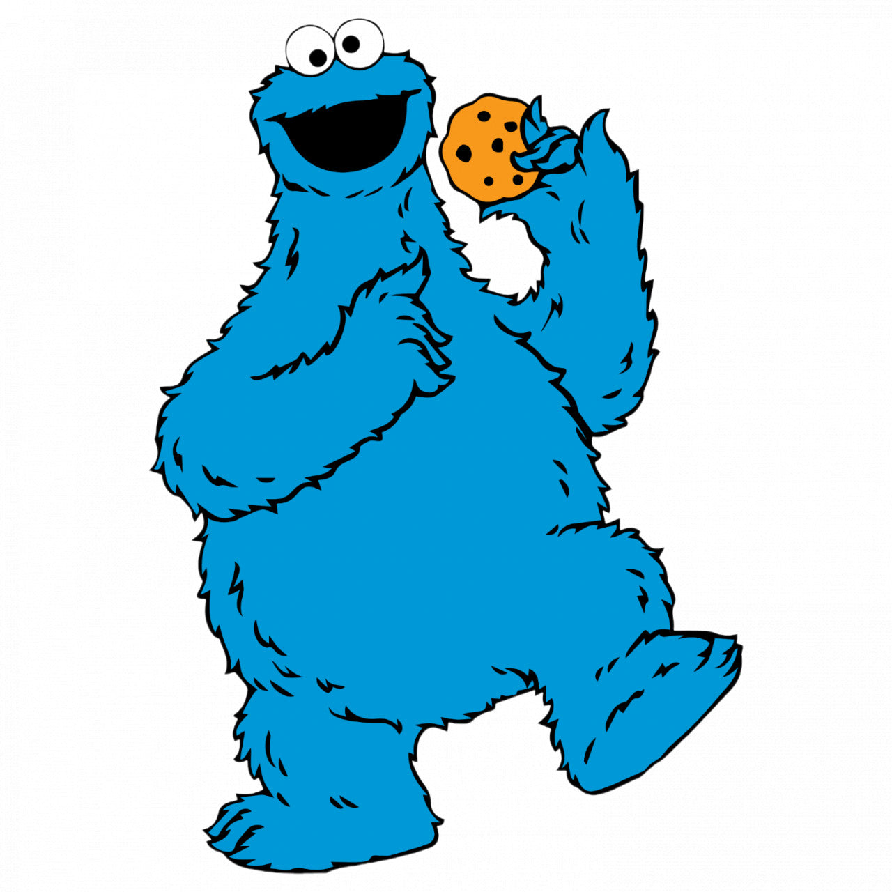 Set 4 bucati, Sticker decorativ, Cookie Monster Sesame Street mancand prajituri, Rezistent la apa, NO8888, 10 cm, Multicolor