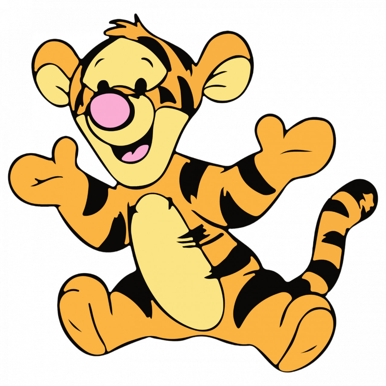 Set 4 bucati, Sticker decorativ, Copil tigru Whinnie the Pooh, Rezistent la apa, NO8901, 10 cm, Multicolor