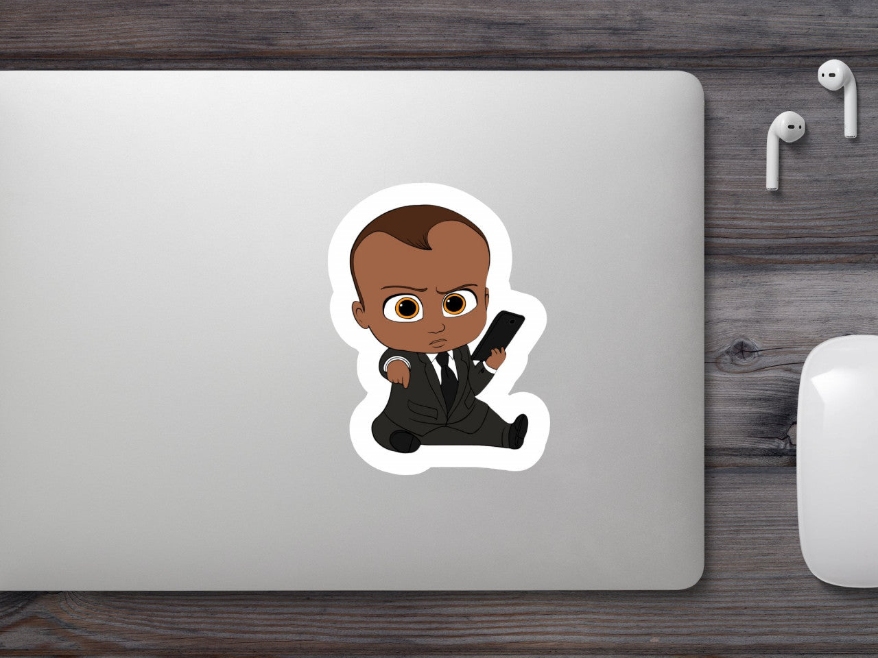 Set 4 bucati, Sticker decorativ, Copilul sef cu mobil, Rezistent la apa, NO8905, 10 cm, Multicolor