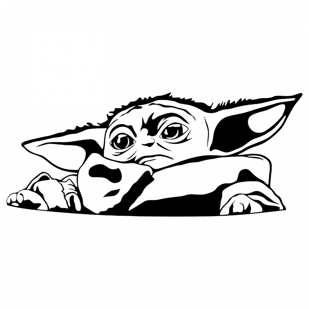 Set 4 bucati, Sticker decorativ, Copilul Yoda Grogu din Star Wars, Rezistent la apa, NO8906, 10 cm, Multicolor