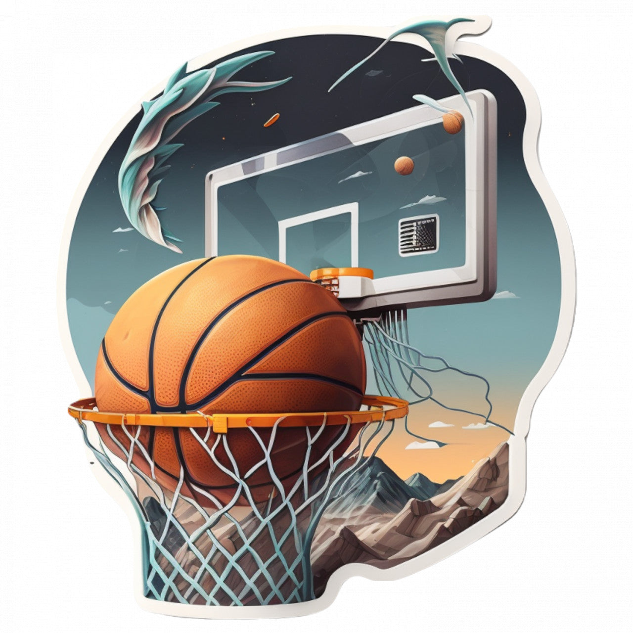 Set 4 bucati, Sticker decorativ, Cos de baschet, Rezistent la apa, NO8915, 10 cm, Multicolor