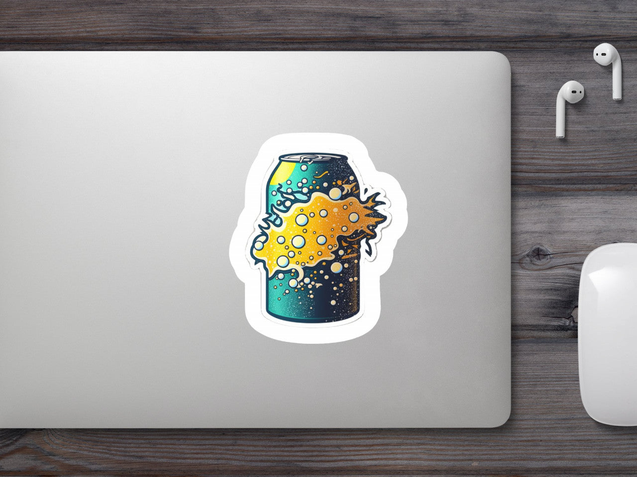 Set 4 bucati, Sticker decorativ, Cutie cu suc efervescent, Rezistent la apa, NO8941, 10 cm, Multicolor