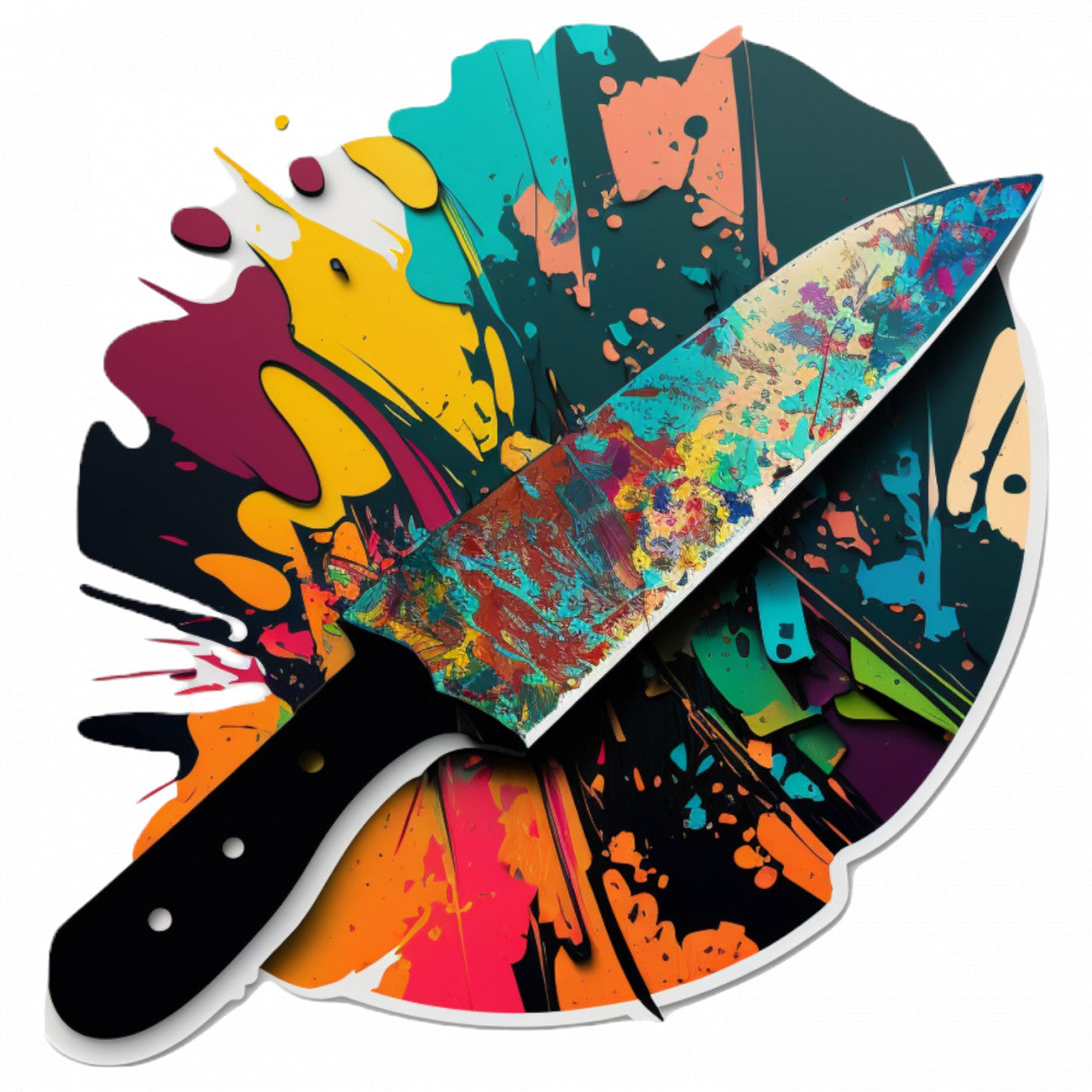 Set 4 bucati, Sticker decorativ, Cutit pentru pictura, Rezistent la apa, NO8942, 10 cm, Multicolor