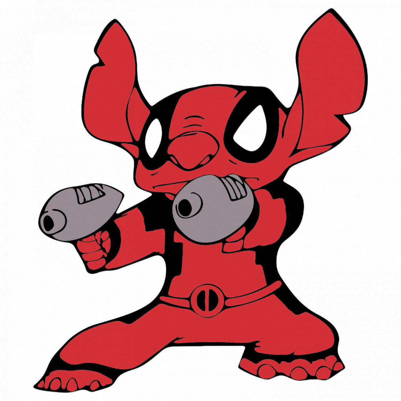 Set 4 bucati, Sticker decorativ, Deadpool Lilo and Stitch, Rezistent la apa, NO8966, 10 cm, Multicolor