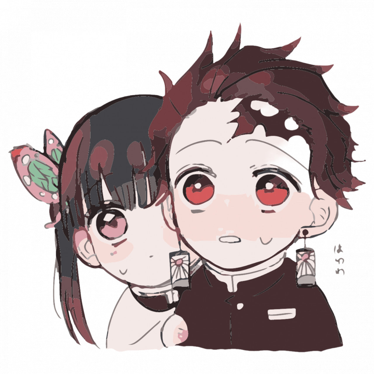 Set 4 bucati, Sticker decorativ, Demon Slayer Kanao X Tanjiro anime, Rezistent la apa, NO8978, 10 cm, Multicolor