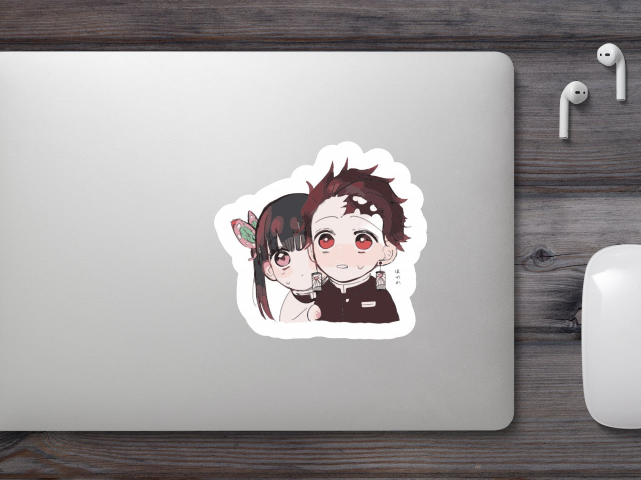Set 4 bucati, Sticker decorativ, Demon Slayer Kanao X Tanjiro anime, Rezistent la apa, NO8978, 10 cm, Multicolor